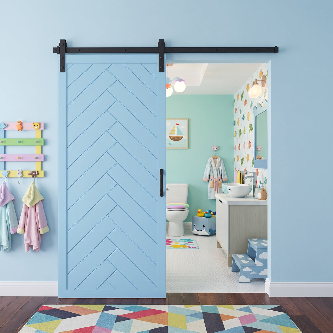 Herringbone Wood 1 Panel Barn Door - DALMATIAN DOORS™ and Woodworking