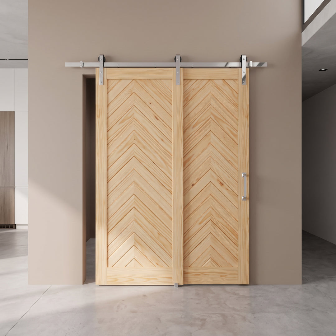 Herringbone Wood 1 Panel Bypass Barn Door - DALMATIAN DOORS™ and Woodworking