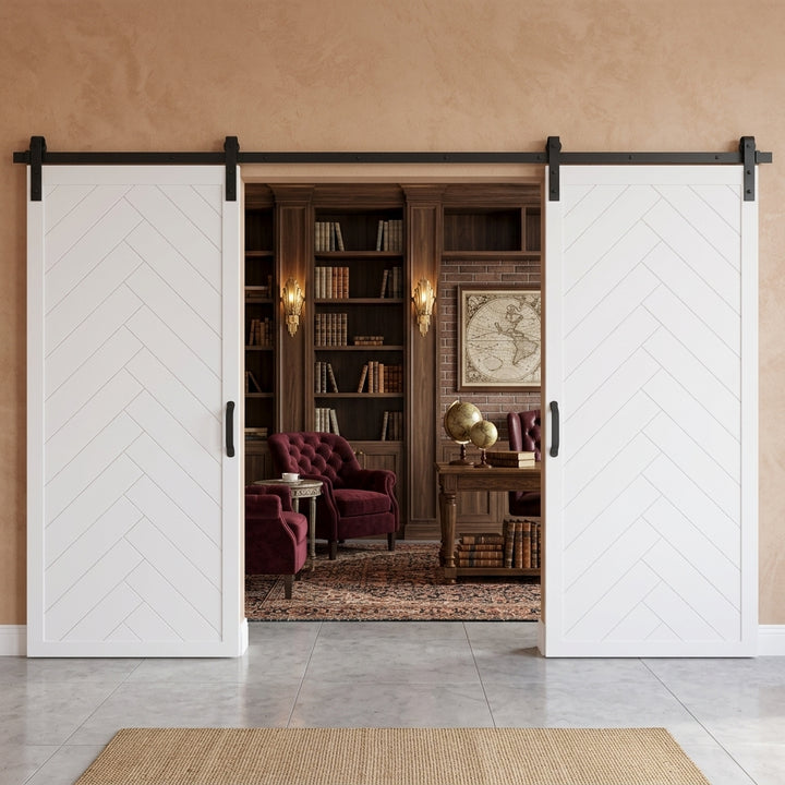 Herringbone Wood 1 Panel Double Barn Door - DALMATIAN DOORS™ and Woodworking