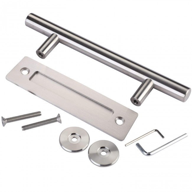 12 inch Round Stainless Handle with  8 5/8 inch Flush Pull - DALMATIAN DOORS™ and Woodworking