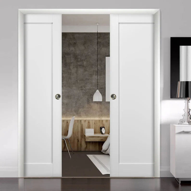Wood 1 Panel Pocket Door - DALMATIAN DOORS™ and Woodworking