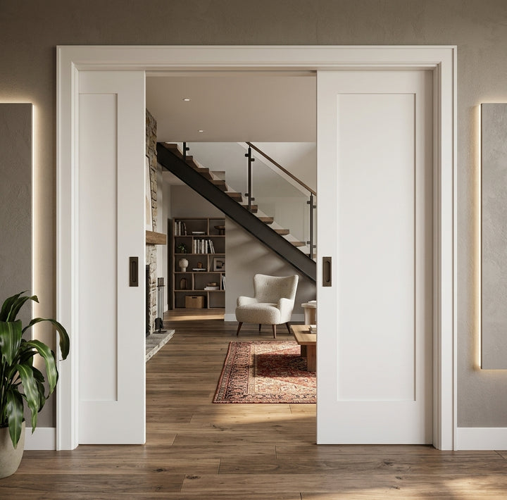 Wood 1 Panel Pocket Door - DALMATIAN DOORS™ and Woodworking