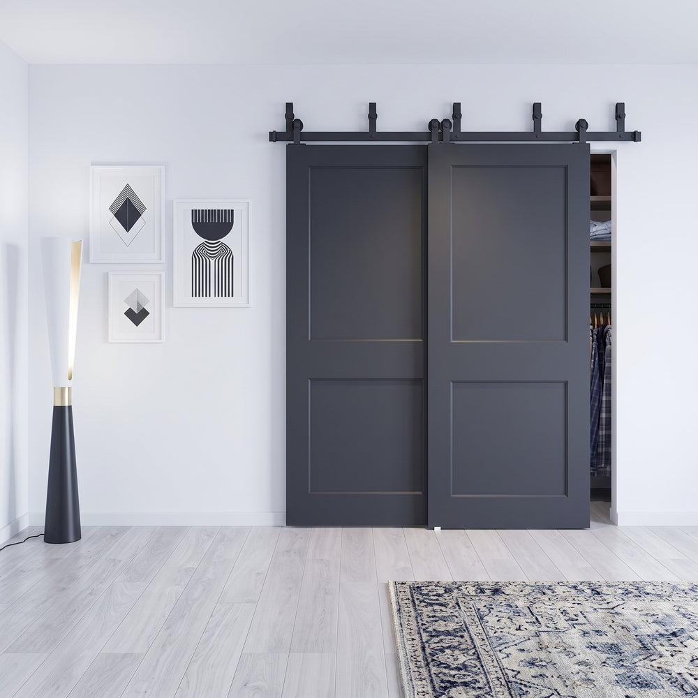 Wood 2 Panel Bypass Barn Door - DALMATIAN DOORS™ and Woodworking
