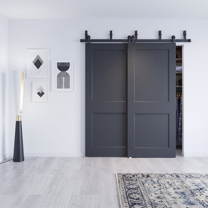 Wood 2 Panel Bypass Barn Door - DALMATIAN DOORS™ and Woodworking
