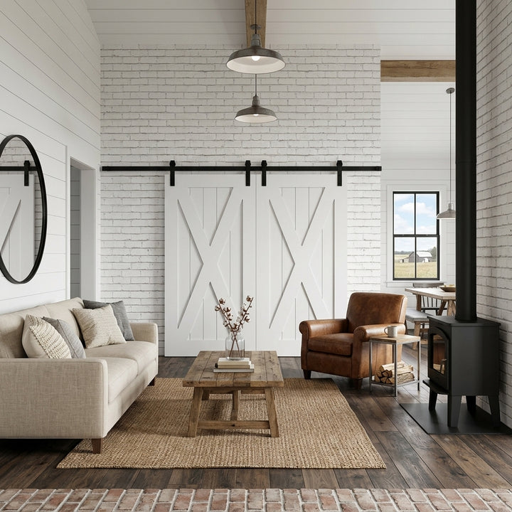 X Brace Wood 1 Panel Double Barn Door - DALMATIAN DOORS™ and Woodworking